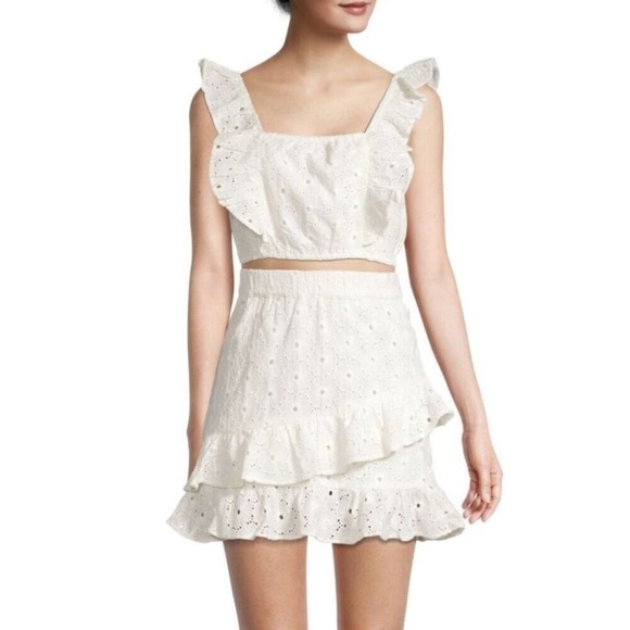 7 For All Mankind White Eyelet Cotton Skirt - Picture 1 of 7